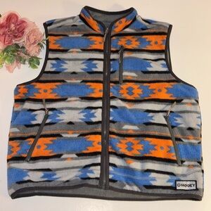 Hooey Mens Reversible Aztec Southwest Gray Fleece Vest Cowboy Rodeo Western